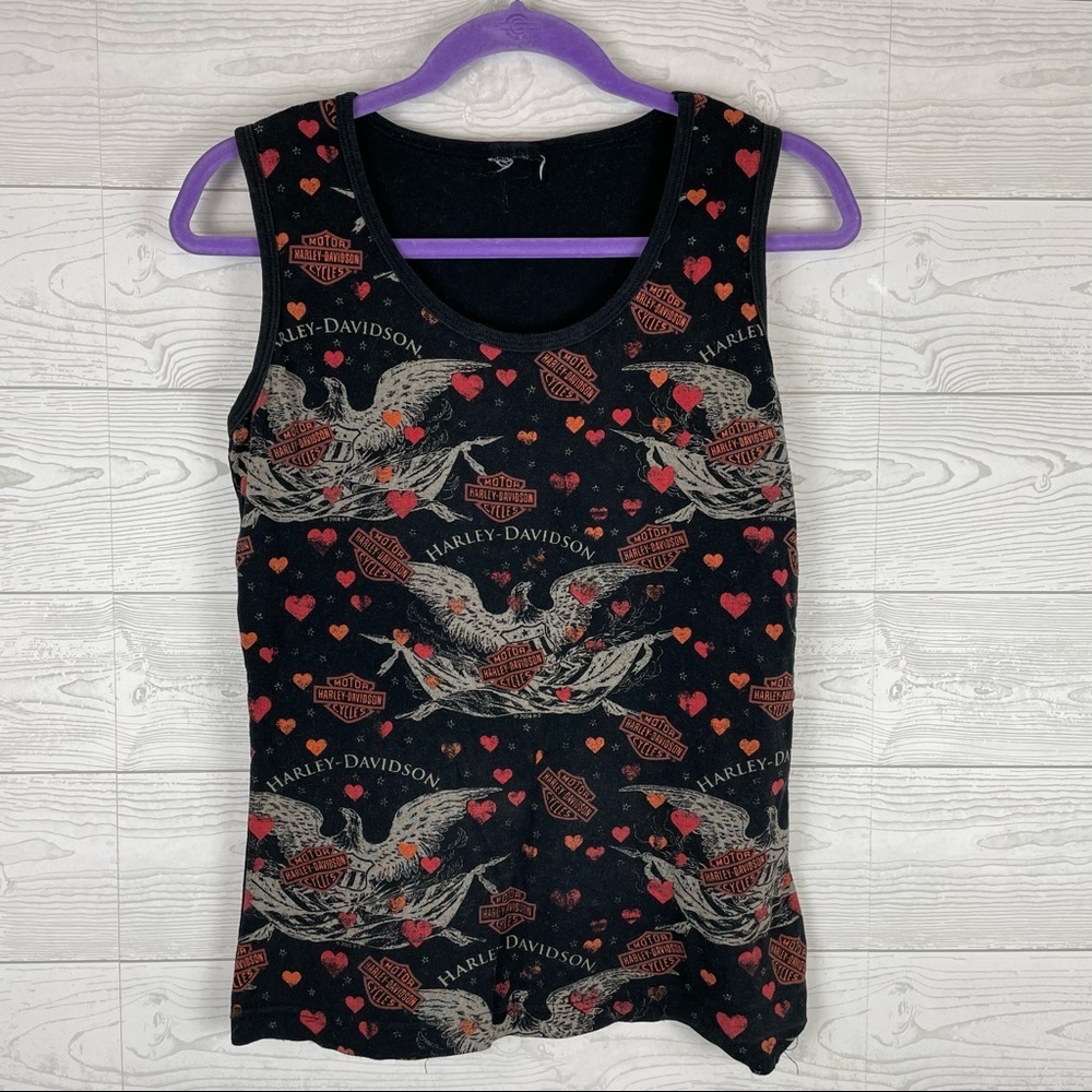 Harley-Davidson Graphic Print Heart/Eagle Tank Top